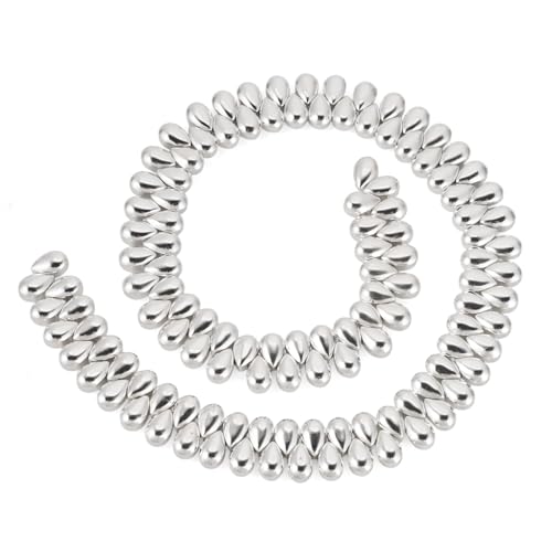 Spritewelry Glasperlen in Tropfenform für Schmuckherstellung, 125 Stück, silberfarben, galvanisiert, Tropfenperlen, Wassertropfen-Abstandshalter für Armband, Halskette Spritewelry Glasperlen in Tropfenform für Schmuckherstellung, 125 Stück, silberfarben, galvanisiert, Tropfenperlen, Wassertropfen-Abstandshalter für Armband, Halskette von Spritewelry