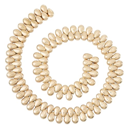 Spritewelry Glasperlen in Tropfenform zur Schmuckherstellung, 125 Stück, goldene Tropfenform, lose Perlen, galvanisiert, Wassertropfen-Abstandshalter für Armband, Halskette Spritewelry Glasperlen in Tropfenform zur Schmuckherstellung, 125 Stück, goldene Tropfenform, lose Perlen, galvanisiert, Wassertropfen-Abstandshalter für Armband, Halskette von Spritewelry