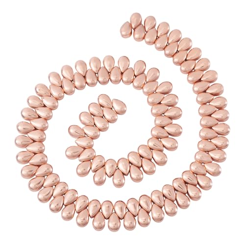 Spritewelry Glasperlen in Tropfenform zur Schmuckherstellung, 125 Stück, rotgold, galvanisiert, Tropfenform, lose Abstandshalter für Armband, Halskette Spritewelry Glasperlen in Tropfenform zur Schmuckherstellung, 125 Stück, rotgold, galvanisiert, Tropfenform, lose Abstandshalter für Armband, Halskette von Spritewelry