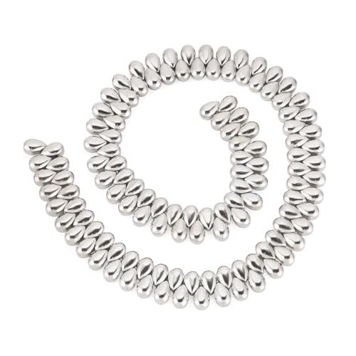 Spritewelry Glasperlen in Tropfenform zur Schmuckherstellung, 125 Stück, silberfarben, galvanisiert, Tropfenperlen, lose Abstandshalter für Armband, Halskette Spritewelry Glasperlen in Tropfenform zur Schmuckherstellung, 125 Stück, silberfarben, galvanisiert, Tropfenperlen, lose Abstandshalter für Armband, Halskette von Spritewelry