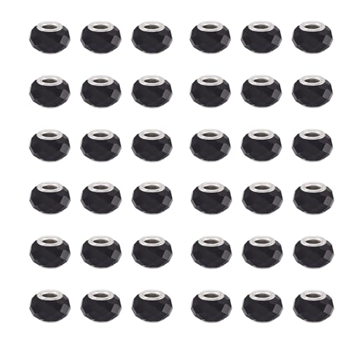 Spritewelry Glasperlen mit großem Loch, 14 mm, schwarz, europäische Perlen, lose Abstandshalter, Muranoglasperlen für DIY, Handwerk, Schlangenketten, Armband, Halskette, Ohrringe, Loch: 5 mm, 100 von Spritewelry