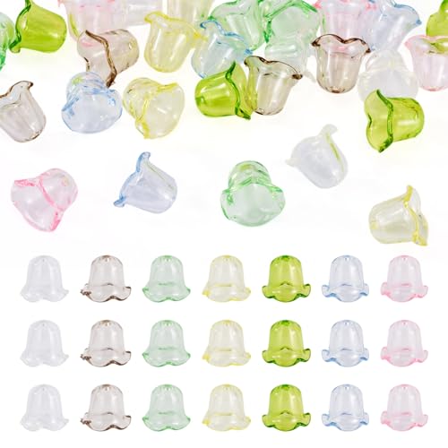 Spritewelry Glasquallen-Perlenkappen für Windspiele, verschiedene Tierblumen, Abstandshalter für Frauen, Schmuck, Ohrringe, Basteln, 28 Stück von Spritewelry