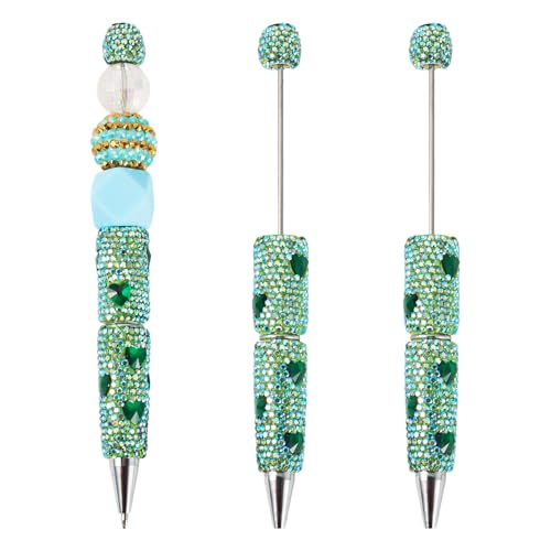 Spritewelry Glitzerstifte, Perlenstifte, Glitzer, Strass, Kugelschreiber, Schaft, Herz, Diamant-Kristall, Tintenroller für DIY, personalisierter Stift, Büro, Schulbedarf, Grün, 2 Stück von Spritewelry