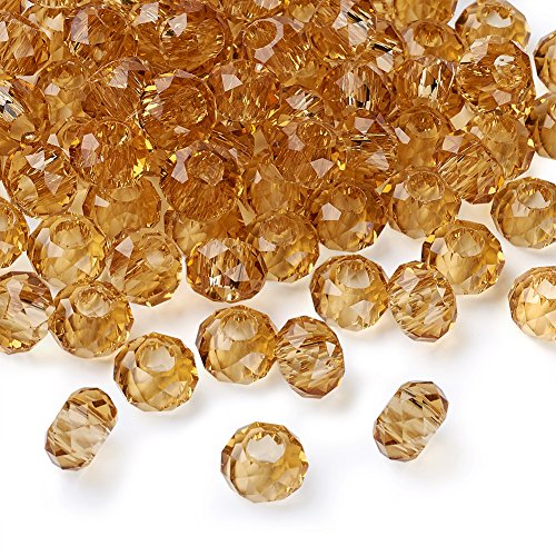 Spritewelry Goldene Glasperlen, großes Loch, europäische Perlen, 14 mm, facettierte Rondelle, Glaskristallperlen für Bastelarbeiten, Armbänder, Halsketten, Ohrringe, 100 Stück Spritewelry Goldene Glasperlen, großes Loch, europäische Perlen, 14 mm, facettierte Rondelle, Glaskristallperlen für Bastelarbeiten, Armbänder, Halsketten, Ohrringe, 100 Stück von Spritewelry