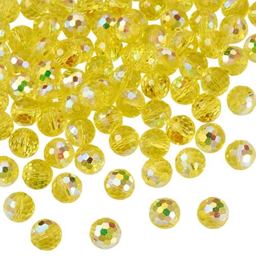 Spritewelry Goldfarbene Glasperlen zur Schmuckherstellung, runde facettierte Kristallperlen, 10 mm, AB-Farbe, blau überzogene Glasperlen, Großpackung für Halsketten, Armbänder, 80 Stück von Spritewelry