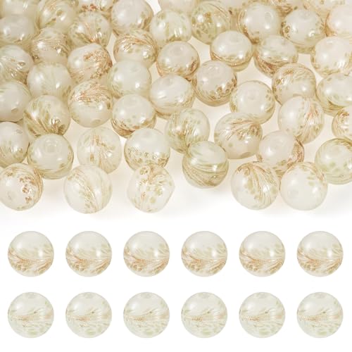 Spritewelry Handgefertigte Sandperlen mit Blumenmuster, runde Kugeln, lose Abstandshalter, Perlen für DIY-Armbänder, Schmuckherstellung, 50 Stück von Spritewelry