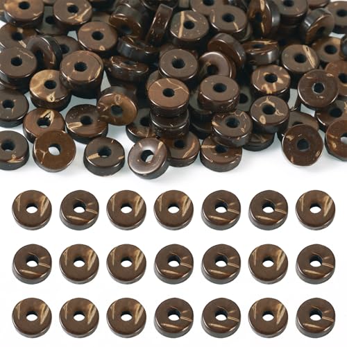 Spritewelry Kokosnussschalen-Perlen, 6 mm, braunes Holz, flach, rund, Abstandshalter, Heishi-Perlen für Bastelarbeiten, Armbänder, Halsketten, Schmuckherstellung, 100 Stück Spritewelry Kokosnussschalen-Perlen, 6 mm, braunes Holz, flach, rund, Abstandshalter, Heishi-Perlen für Bastelarbeiten, Armbänder, Halsketten, Schmuckherstellung, 100 Stück von Spritewelry
