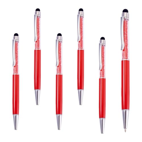 Spritewelry Kunststoff-Kugelschreiber, Kristall-Diamant-Kugelschreiber, funkelnd, einziehbar, schwarze Tinte, Kugelschreiber für Büro, Schule, Dekorationen, Rot, 5 Stück von Spritewelry