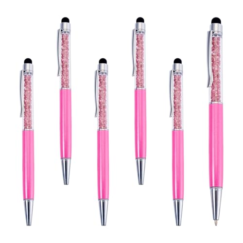 Spritewelry Kunststoff-Kugelschreiber, Kristall-Diamant-Kugelschreiber, funkelnd, einziehbar, schwarze Tinte, Kugelschreiber für Büro, Schule, Dekorationen, Zubehör, Rosa, 5 Stück von Spritewelry