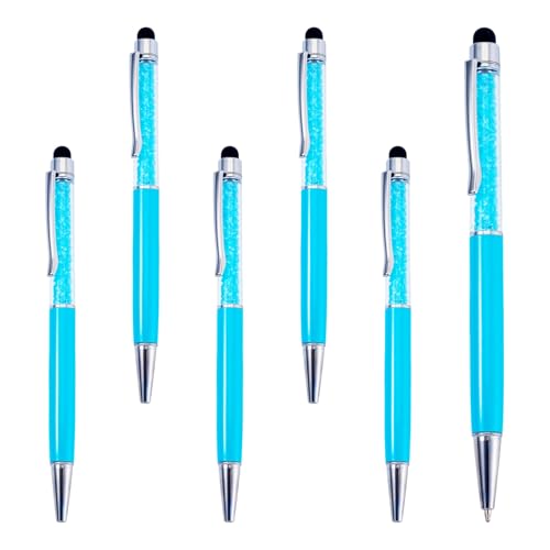 Spritewelry Kunststoff-Kugelschreiber, Kristall-Diamant-Kugelschreiber, glitzernd, einziehbar, schwarze Tinte, Kugelschreiber für Büro, Schule, Dekorationen, Zubehör, Blau, 5 Stück von Spritewelry