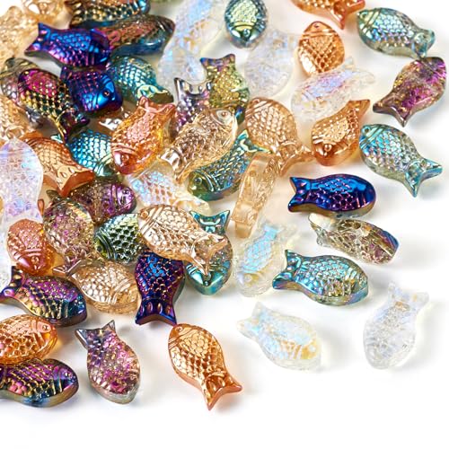 Spritewelry Lampwork Glas-Fischperlen zur Schmuckherstellung, bunte Ozean-Goldfisch-Perlen, 3D-Cartoon-Fischperle für Armbänder, Halsketten, Basteln (Farbe #13) von Spritewelry