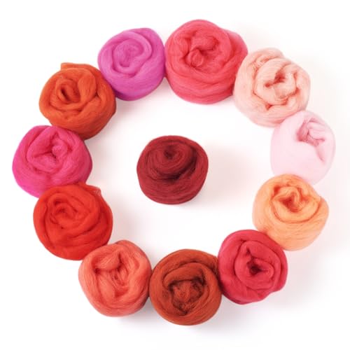 Spritewelry Nadelfilzwolle, 60 g, rote Wolle zum Nadelfilzen, mehrfarbig, weiche Spinnwolle, Großpackung zum Filzen, Basteln, Handspinnzubehör Spritewelry Nadelfilzwolle, 60 g, rote Wolle zum Nadelfilzen, mehrfarbig, weiche Spinnwolle, Großpackung zum Filzen, Basteln, Handspinnzubehör von Spritewelry