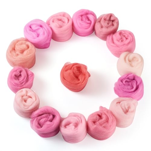 Spritewelry Nadelfilzwolle, 75 g, Rosa, Wolle zum Nadelfilzen, mehrfarbig, weiche Spinnwolle, Großpackung zum Filzen, Basteln, Handspinnzubehör Spritewelry Nadelfilzwolle, 75 g, Rosa, Wolle zum Nadelfilzen, mehrfarbig, weiche Spinnwolle, Großpackung zum Filzen, Basteln, Handspinnzubehör von Spritewelry