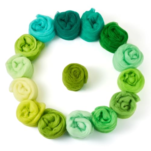 Spritewelry Nadelfilzwolle, 75 g, grüne Wolle zum Nadelfilzen, mehrfarbig, weiche Spinnwolle, Großpackung zum Filzen, Basteln, Handspinnzubehör Spritewelry Nadelfilzwolle, 75 g, grüne Wolle zum Nadelfilzen, mehrfarbig, weiche Spinnwolle, Großpackung zum Filzen, Basteln, Handspinnzubehör von Spritewelry