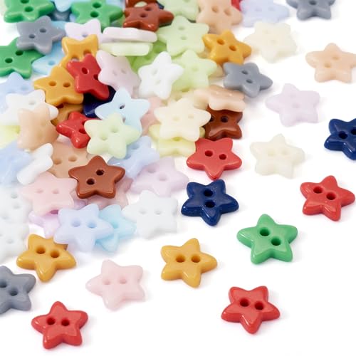 Spritewelry Nähknöpfe zum Basteln, Porzellan-Knöpfe, 2 Löcher, kleine Größe, Stern, bunt, Ornament-Knöpfe, 12 x 12,5 x 2,5 mm, für Handwerk, Kunst, Nähen, Puppentuch, 80 Stück Spritewelry Nähknöpfe zum Basteln, Porzellan-Knöpfe, 2 Löcher, kleine Größe, Stern, bunt, Ornament-Knöpfe, 12 x 12,5 x 2,5 mm, für Handwerk, Kunst, Nähen, Puppentuch, 80 Stück von Spritewelry