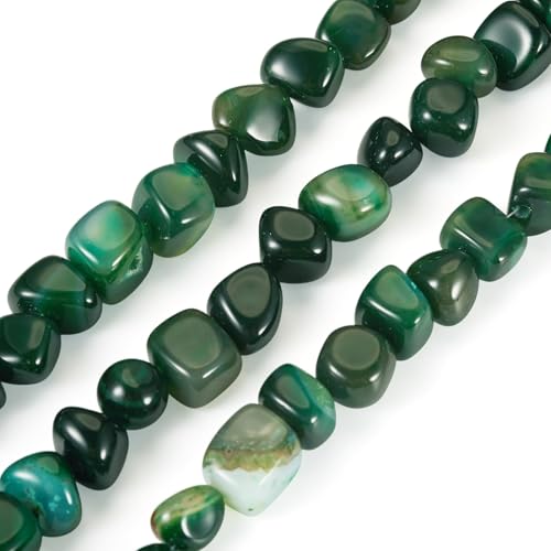 Spritewelry Natürliche Achat-Perlen, grüne Kristall-Edelsteinperlen, runde Nugget-Perlen für Schmuckherstellung, Halsketten, Armbänder, 66 Stück von Spritewelry