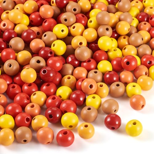 Spritewelry Natürliche Holzperlen, 16 mm, 240 Stück, runde Holzperlen zum Basteln, bunt gefärbte Holz-Pony, lose Abstandshalter, Großpackung für Schmuckherstellung, Armbänder, Halsketten von Spritewelry