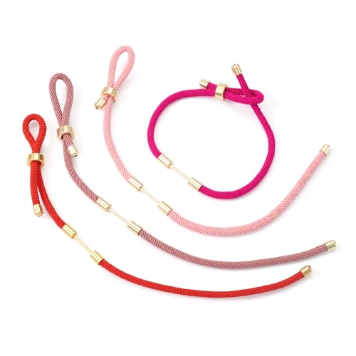Spritewelry Nylonschnur-Armbänder für Damen, verstellbar, geflochtene Freundschaftsarmbänder, 4 Stück, gedrehtes Schiebeband mit goldenen Messing-Fundstücken für Schmuckherstellungszubehör von Spritewelry