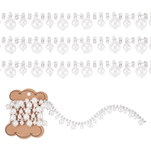 Spritewelry Perlen-Strass-Cup-Ketten, Quaste, Fransenbesatz, Kristallkettenapplikation für DIY-Schmuckherstellung, Hochzeit, Party, Dekoration, 91 cm von Spritewelry