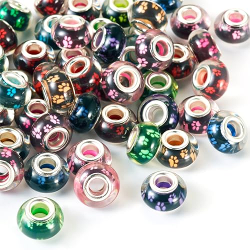 Spritewelry Perlen mit großem Loch, europäische Harzperlen, 14 mm, Rondelle, lose Abstandshalter, Bastelperle mit Hundepfotenabdrücken, Muster für DIY, Handwerk, Armband, Halskette, Loch: 5 mm, 50 Spritewelry Perlen mit großem Loch, europäische Harzperlen, 14 mm, Rondelle, lose Abstandshalter, Bastelperle mit Hundepfotenabdrücken, Muster für DIY, Handwerk, Armband, Halskette, Loch: 5 mm, 50 von Spritewelry