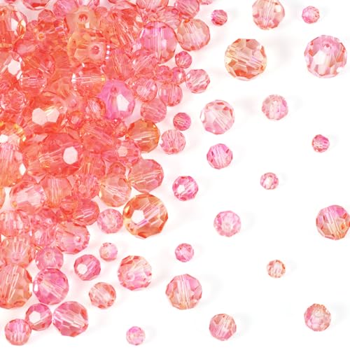 Spritewelry Rondelle facettierte Glasperlen, runde Kristallglasperlen, 4/6/8/10 mm, Backfarbe, transparente Perlenstränge für Schmuckherstellung, ca. 320 Stück von Spritewelry