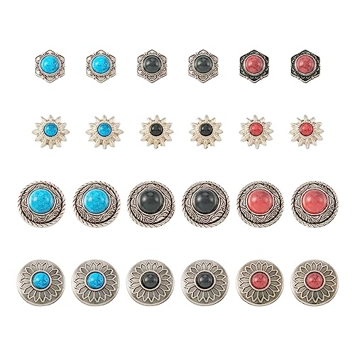 Spritewelry Runde Knöpfe mit Schraubverschluss, Vintage-Blume, Türkis, Concho-Blume, Metall, Ersatz-Gussschnallen für Ledergürtel, Schuhe, Bekleidung, Stoffe, Nähtaschen, Dekoration, 24 Sets Spritewelry Runde Knöpfe mit Schraubverschluss, Vintage-Blume, Türkis, Concho-Blume, Metall, Ersatz-Gussschnallen für Ledergürtel, Schuhe, Bekleidung, Stoffe, Nähtaschen, Dekoration, 24 Sets von Spritewelry