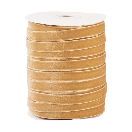 Spritewelry Samtband, 10 mm, Vintage-Satinband, einseitig, Dekoration, Spitzenborte für Geschenkverpackungen, Weihnachtskranz, Schleife, DIY, Basteln, Nähen, Goldrute, 45,7 m von Spritewelry