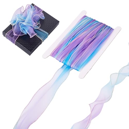 Spritewelry Schillerndes Organzaband, 5,4 cm, durchsichtiger Rand, Chiffonband, bunt, Farbverlauf, Stoff, durchscheinende Bastelbänder für Blumen, Blumensträuße, Hochzeit, Geschenkverpackung Spritewelry Schillerndes Organzaband, 5,4 cm, durchsichtiger Rand, Chiffonband, bunt, Farbverlauf, Stoff, durchscheinende Bastelbänder für Blumen, Blumensträuße, Hochzeit, Geschenkverpackung von Spritewelry