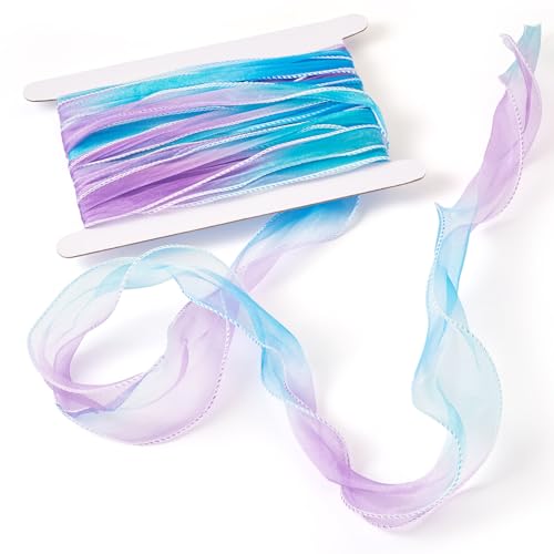 Spritewelry Schillerndes Organzaband, durchscheinend, 55 mm breit, Farbverlauf, Fischschwanz-Garnband für Bastelarbeiten, Blumensträuße, Hochzeit, Party, Dekoration, Geschenkverpackung, Spritewelry Schillerndes Organzaband, durchscheinend, 55 mm breit, Farbverlauf, Fischschwanz-Garnband für Bastelarbeiten, Blumensträuße, Hochzeit, Party, Dekoration, Geschenkverpackung, von Spritewelry