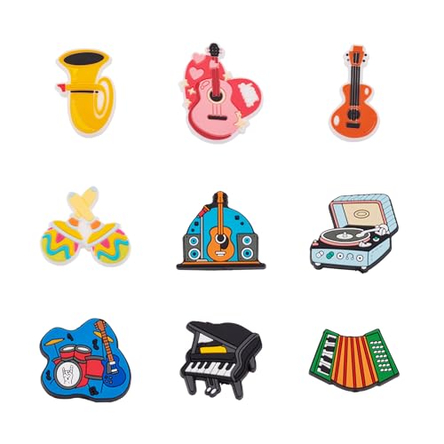 Spritewelry Silikonperlen für Musikinstrumente, Cartoon, Klavier, Gitarre, Trompete, Silikon, Fokusperlen, Mikrofon, Kandi, Gummi, lose Abstandshalter für Schmuckherstellung, Bastelarbeiten, 9 Stück Spritewelry Silikonperlen für Musikinstrumente, Cartoon, Klavier, Gitarre, Trompete, Silikon, Fokusperlen, Mikrofon, Kandi, Gummi, lose Abstandshalter für Schmuckherstellung, Bastelarbeiten, 9 Stück von Spritewelry