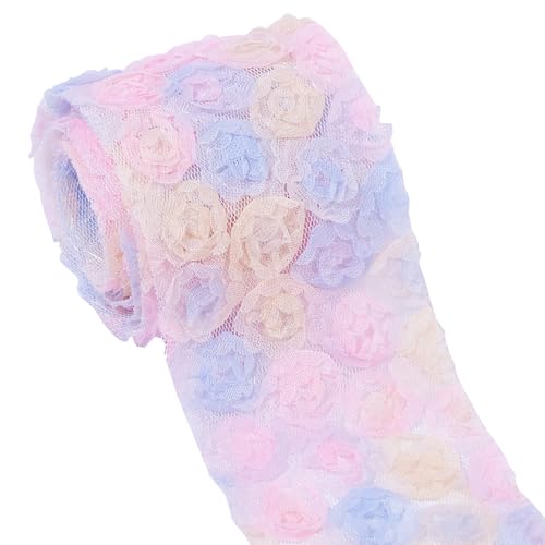 Spritewelry Spitzenband mit 3D-Rosenblüten-Spitzenbesatz, violett, rosa, Chiffonband, 6,5 cm breit, florales Netz-Spitzenband, Pastell-Tüll, Spitzenband zum Nähen, Schleifen, Hochzeitsdekor, Spritewelry Spitzenband mit 3D-Rosenblüten-Spitzenbesatz, violett, rosa, Chiffonband, 6,5 cm breit, florales Netz-Spitzenband, Pastell-Tüll, Spitzenband zum Nähen, Schleifen, Hochzeitsdekor, von Spritewelry