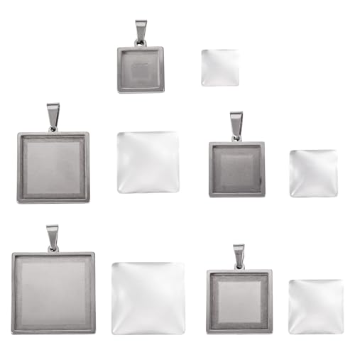 Spritewelry Transparente geometrische Lünette, Anhänger, Blenden und klare Glas-Cabochon-Kuppeln, Set, runde, ovale, quadratische Tabletts für Brautschmuck, Hochzeit, Blumenstrauß, Schmuckherstellung Spritewelry Transparente geometrische Lünette, Anhänger, Blenden und klare Glas-Cabochon-Kuppeln, Set, runde, ovale, quadratische Tabletts für Brautschmuck, Hochzeit, Blumenstrauß, Schmuckherstellung von Spritewelry