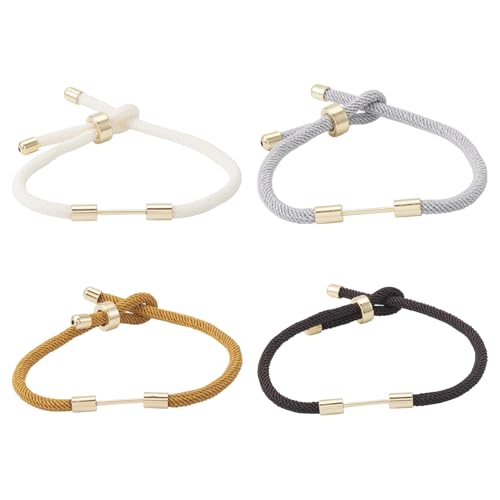 Spritewelry Verstellbare, geflochtene Nylonschnur, Armbandherstellung mit Messing-Fundstücken, für Schmuckherstellung, Paare, Freundschaftsarmbänder, Bastelarbeiten, 4 Stück von Spritewelry