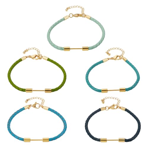 Spritewelry Verstellbares Armband aus Kunstleder, geflochtenes Armband mit Karabinerverschlüssen und Verlängerung, für DIY-Schmuckherstellung, 5 Stück Spritewelry Verstellbares Armband aus Kunstleder, geflochtenes Armband mit Karabinerverschlüssen und Verlängerung, für DIY-Schmuckherstellung, 5 Stück von Spritewelry