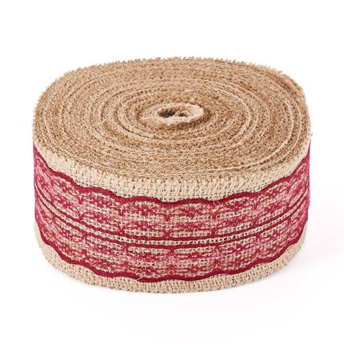 Spritewelry Vintage Jutebänder, 10 Meter natürliches Jute-Spitzenband, 58 mm breit, rustikales Sackleinenband mit roter Spitze, für Hochzeit, Geschenkverpackung, handgemachtes Handwerk Spritewelry Vintage Jutebänder, 10 Meter natürliches Jute-Spitzenband, 58 mm breit, rustikales Sackleinenband mit roter Spitze, für Hochzeit, Geschenkverpackung, handgemachtes Handwerk von Spritewelry