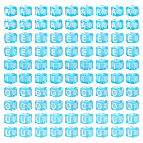 Spritewelry Vokal-Buchstabenperlen aus Acryl, 7 x 7 mm, A, E, I, O, U, Blau, Würfel, Alphabet-Perlen für Armbänder, Ohrringe, Schmuckherstellung, 100 Stück Spritewelry Vokal-Buchstabenperlen aus Acryl, 7 x 7 mm, A, E, I, O, U, Blau, Würfel, Alphabet-Perlen für Armbänder, Ohrringe, Schmuckherstellung, 100 Stück von Spritewelry