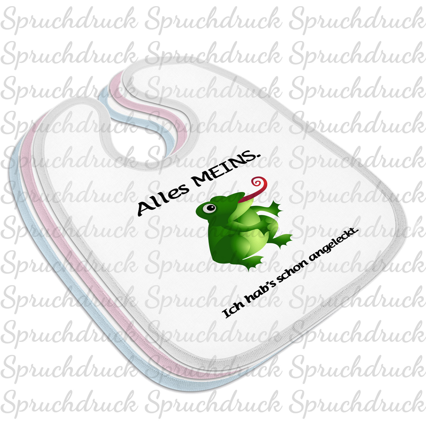 Babylätzchen Alles Meins Ich Hab's Schon Angeleckt Blau Weiss Rosa Latz Babylätzchen Alles Meins Ich Hab's Schon Angeleckt Blau Weiss Rosa Latz von Spruchdruck