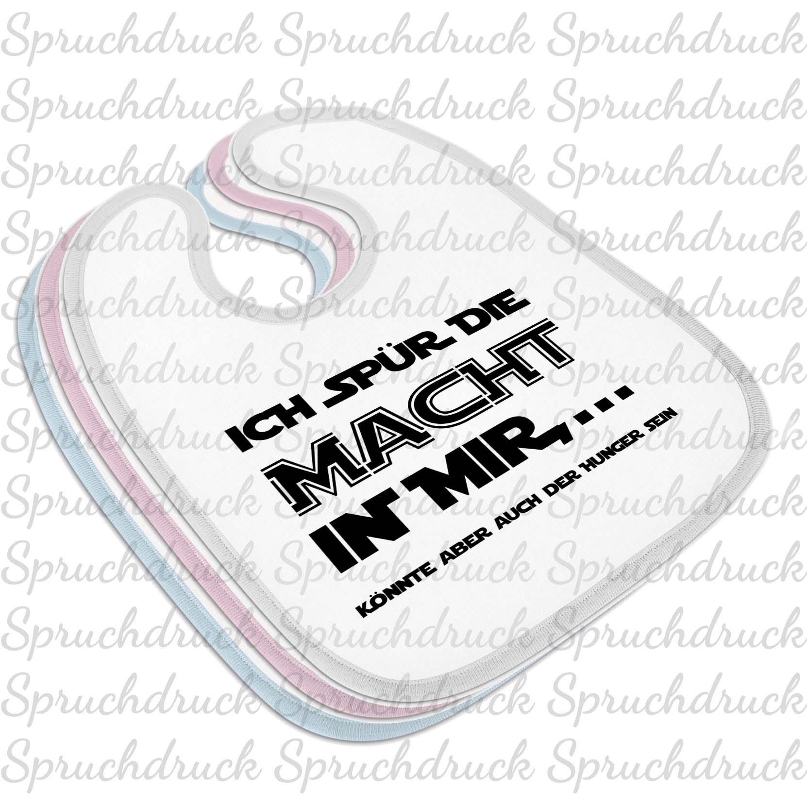 Babylätzchen Ich Spür Die Macht in Mir, ... Könnte Aber Auch Der Hunger Sein Blau Weiss Rosa Latz Babylätzchen Ich Spür Die Macht in Mir, ... Könnte Aber Auch Der Hunger Sein Blau Weiss Rosa Latz von Spruchdruck