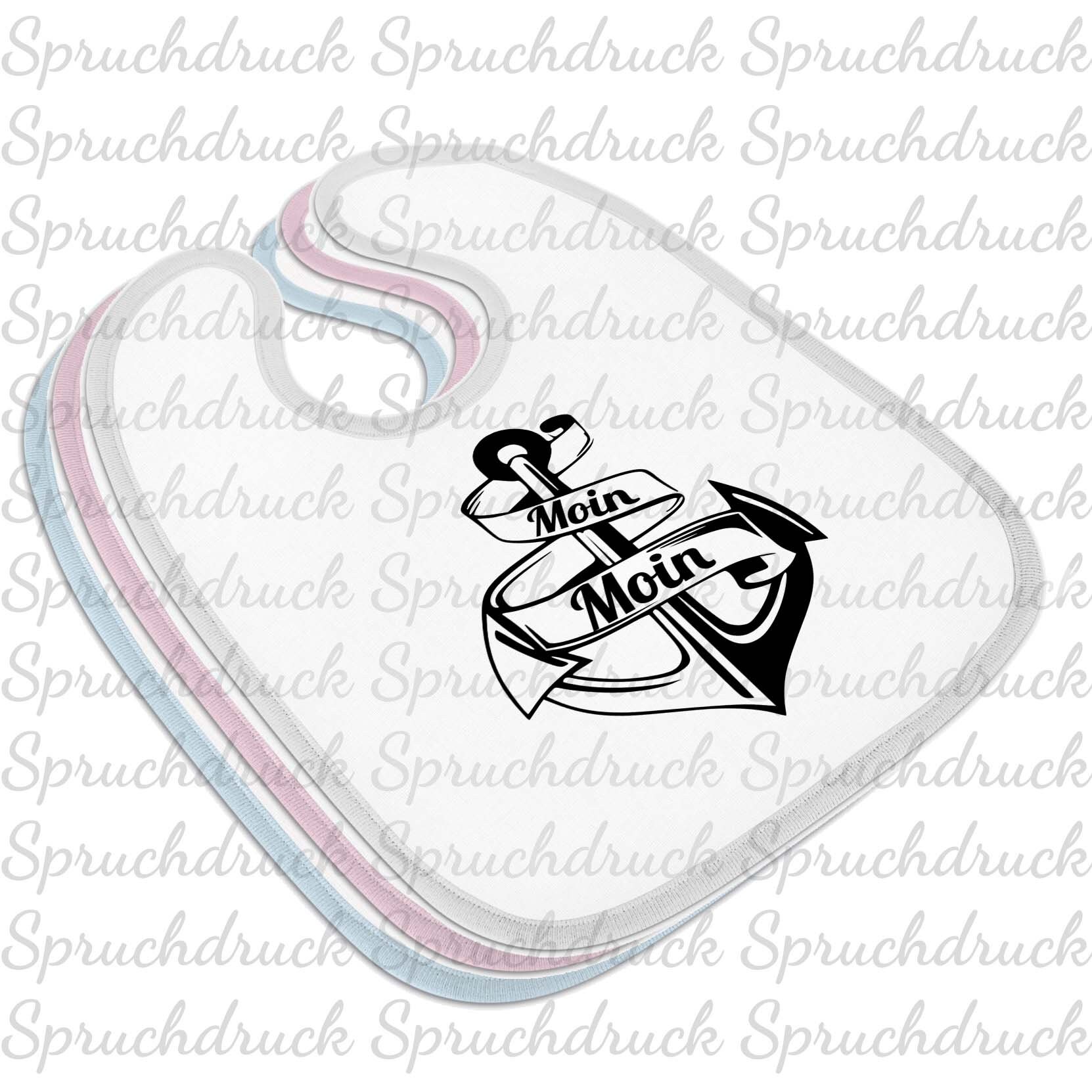 Babylätzchen Moin Blau Weiss Rosa Latz Babylätzchen Moin Blau Weiss Rosa Latz von Spruchdruck