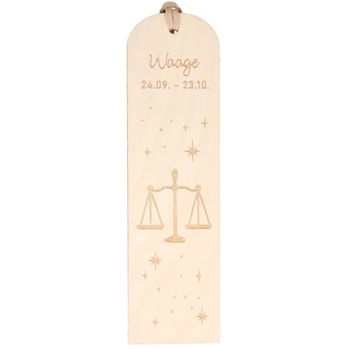 Lesezeichen "Waage" Sternzeichen | Graviertes Holz-Lesezeichen mit Lederband | Geschenk für Bücherfreunde & Astrologie-Fans | ca. 16 x 4,5 cm | Buchenholz Lesezeichen "Waage" Sternzeichen | Graviertes Holz-Lesezeichen mit Lederband | Geschenk für Bücherfreunde & Astrologie-Fans | ca. 16 x 4,5 cm | Buchenholz von Spruchreif