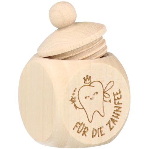 Spruchreif | Holzdöschen Für die Zahnfee | Runde Zahndose aus Buchenholz mit Schraubdeckel & Gravur (Zahn) | Erinnerung an den ersten Zahn | 6 x 4 cm von Spruchreif
