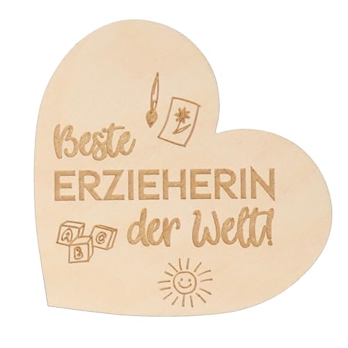 Spruchreif | Kleines Deko-Holzherz zum Aufstellen | Geschenkidee Erzieherin | Abschlussgeschenk von Spruchreif