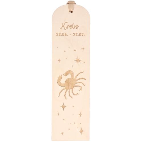 Spruchreif | Lesezeichen "Krebs" Sternzeichen | Graviertes Holz-Lesezeichen mit Lederband | Geschenk für Bücherfreunde & Astrologie-Fans | ca. 16 x 4,5 cm | Buchenholz Spruchreif | Lesezeichen "Krebs" Sternzeichen | Graviertes Holz-Lesezeichen mit Lederband | Geschenk für Bücherfreunde & Astrologie-Fans | ca. 16 x 4,5 cm | Buchenholz von Spruchreif