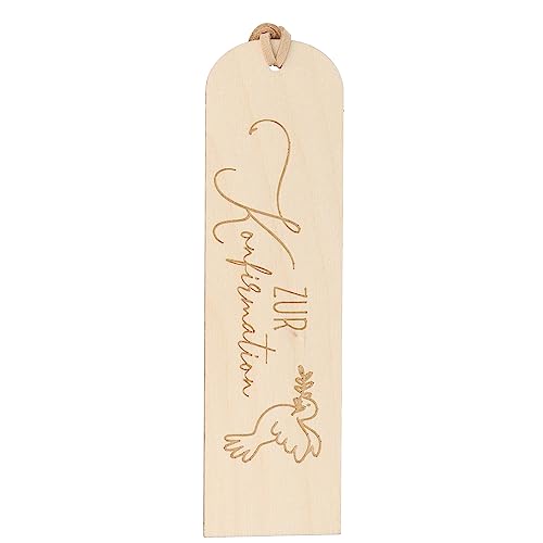 Spruchreif | Lesezeichen aus Holz mit Gravur und Lederband | Hölzernes Lesezeichen | Geschenke für Bücherliebhaber | Bücherwurm | Geschenk Konfirmation | Lesezeichen mit Gravur „Zur Konfirmation“ von Spruchreif