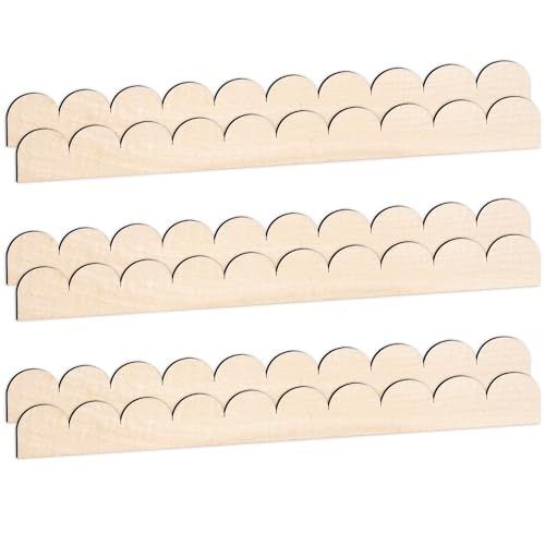 6 Stück unlackierte gewellte Holzbordüre, gewellter Rand, dekorative Holzstreifen für Zuhause, DIY, Handwerk, Wandschrank, Regal, Tür, Fenster, Rahmen, Dekoration von Sptnabv