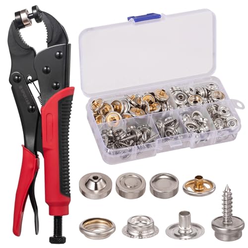 Spurtar Schweres Druckknopf Set mit Zange Verstellbarer Druckknopfzange mit 3 Matrizen und 40 Sätzen 15mm Knöpfe für Bootsverkleidung Leder Stoff Tücher Denim Canvas Tarp Basteln DIY Schnalle Spurtar Schweres Druckknopf Set mit Zange Verstellbarer Druckknopfzange mit 3 Matrizen und 40 Sätzen 15mm Knöpfe für Bootsverkleidung Leder Stoff Tücher Denim Canvas Tarp Basteln DIY Schnalle von Spurtar