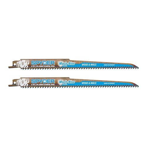 Spyder 22,9 cm Säbelsägeblatt, für nageleingebettetes Holz, Sperrholz und mehr, 6-TPI, 2er-Pack (200321) von Spyder