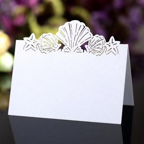 50 stück Tischkarten 12 * 9cm Tischkarten Creme Seestern und Muschel Tischkarten Platzkarten als Platzkarten Namenskarten Tischreservierung Hochzeit als Hinweisschild von Spydge