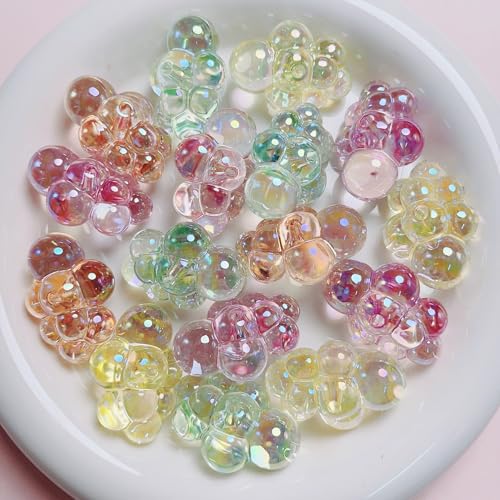 Sqqzuie 20 Stück niedliche Acryl-Wolkenperlen für Schmuckherstellung, glattes Loch, bunte Perlen, DIY-Armband, Perlenstift, Pinsel, Schlüsselanhänger-Zubehör (leuchtende Wolken) von Sqqzuie