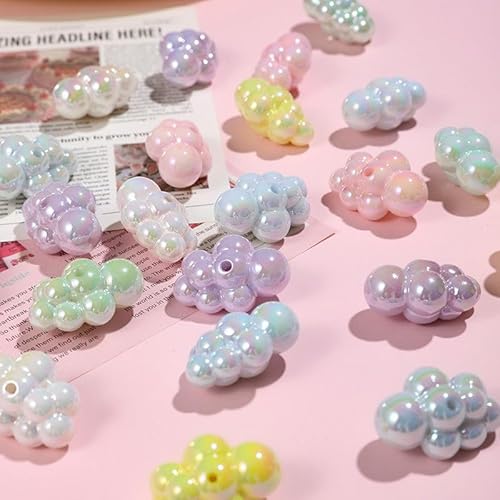 Sqqzuie Niedliche 20 mm Acryl-Wolkenperlen für Schmuckherstellung, gerades Loch, bunte Perlen, DIY-Armband, Perlenstift, Pinsel, Schlüsselanhänger-Zubehör (niedliche Wolken) von Sqqzuie